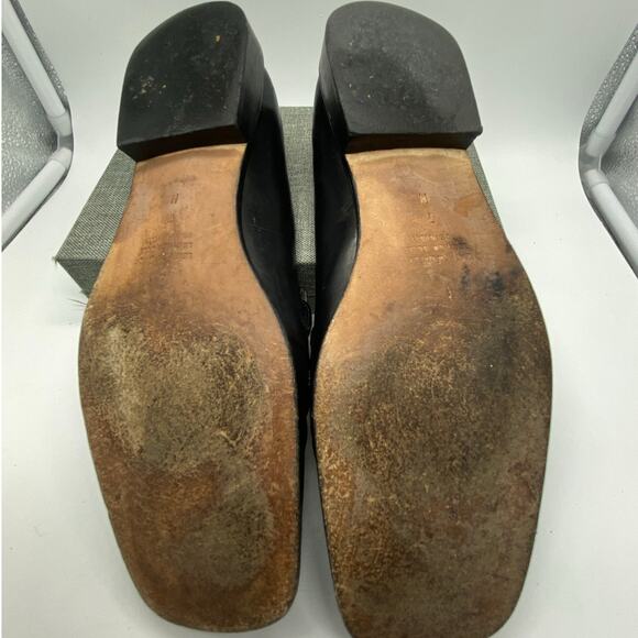 Talbots Loafer Italy Black Leather‎ Calf hair zebra print Square toe Women  7 - Picture 7 of 8